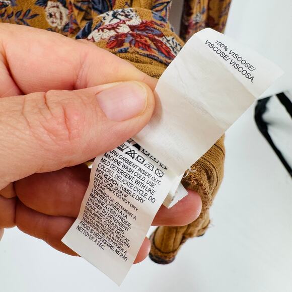 Lucky Brand Floral Peasant Blouse Size XL Boho Long Sleeve Top - Picture 6 of 8